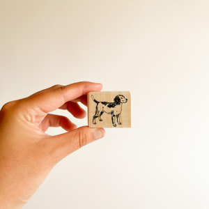 Timbre · Perro grabado antiguo