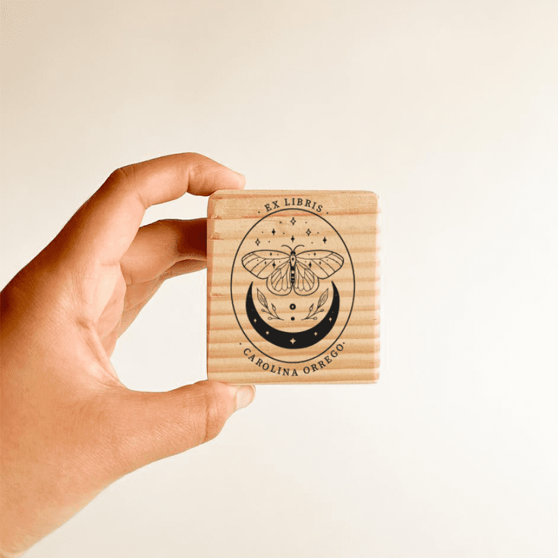 Ex libris · Mariposa y Luna