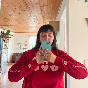Polera Roja Manga Larga (talla L) Diseño Cotidiano